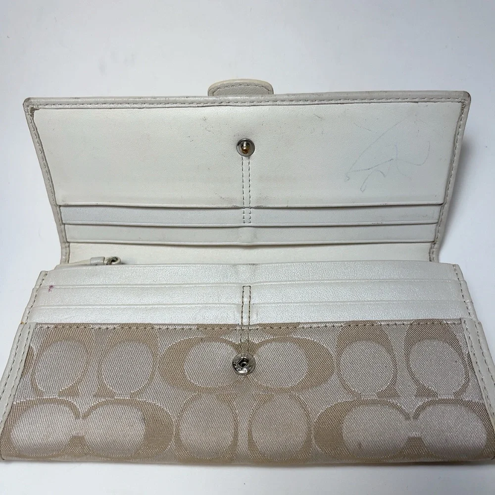 Coach Womens Canvas Folded Credit Card Tan Wallet